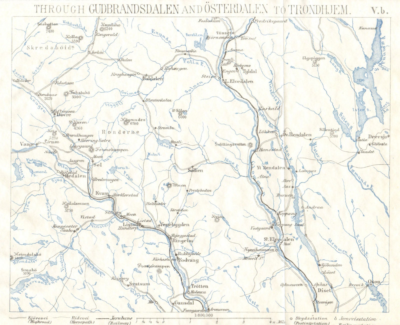 Gudbrandsdalen Osterdalen. Glomma Glåma valley 1896 old antique map plan chart